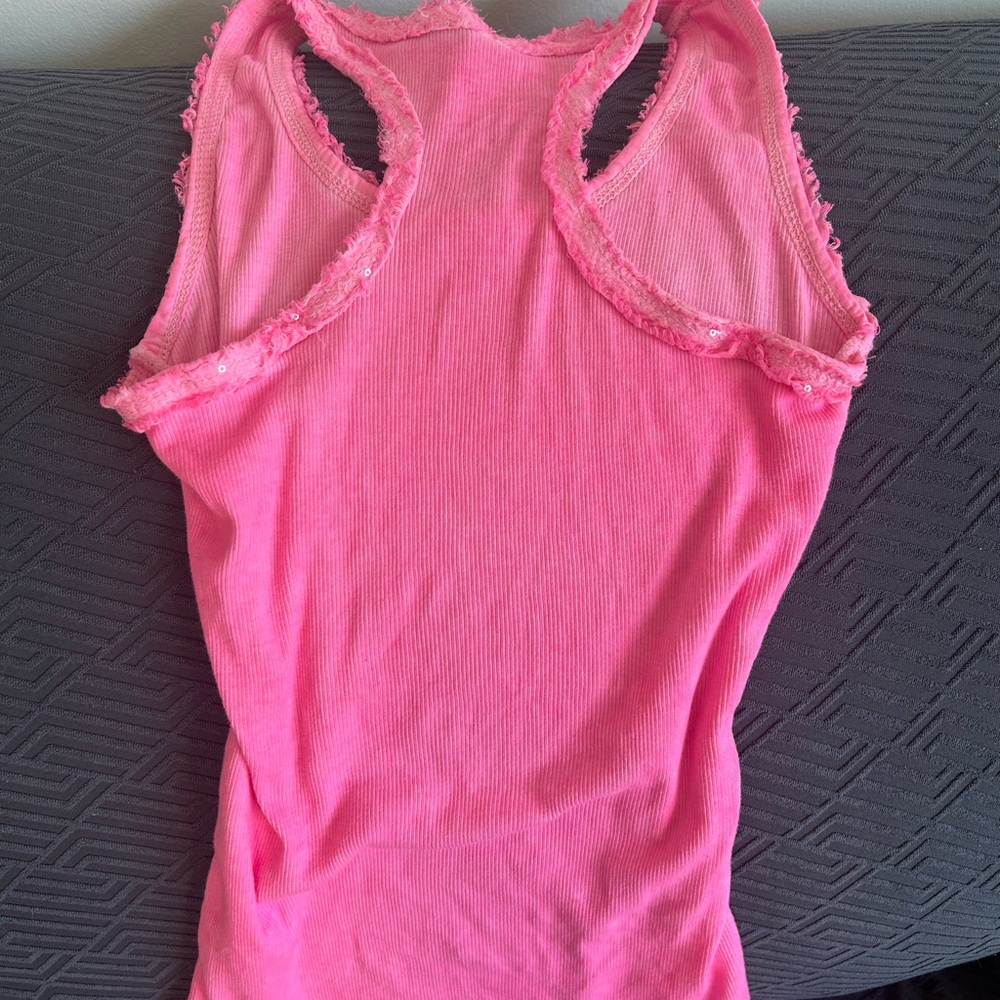 Pink Ruffled Backless Sleeveless Tank Top - Picture 3 of 3